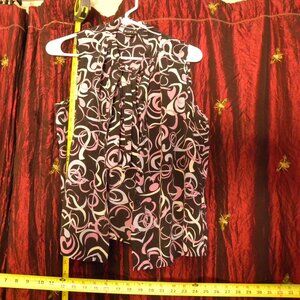 Black Misfit Blouse with white and pink pattern